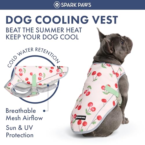 Spark Paws Dog Cooling Vest - SPF 50 UV Sun Protection - Summer Heat Relief Gear for Dogs, Lightweight, Evaporative Cooling - Dog Anxiety Relief Vest During Hot Days - Cherries - Size M by Spark Paws - Used condition - Image 8