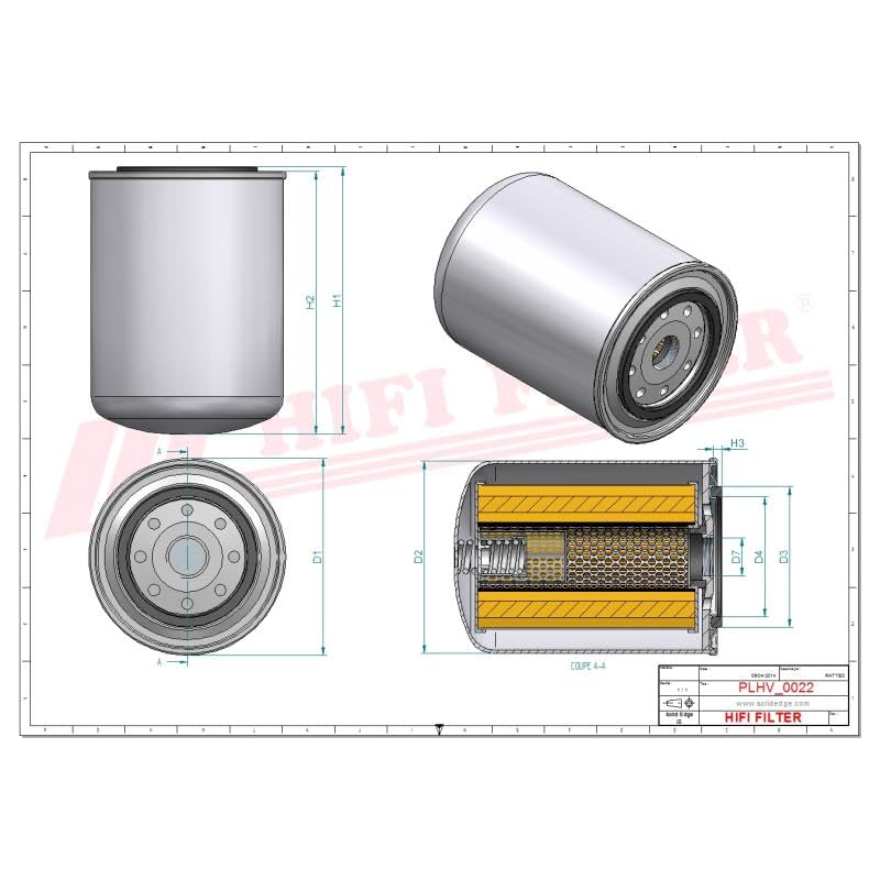 Filtre hydraulique HIFI SH 62157 compatible avec MAHLE PER 157, SF Filter FFIU2325, remplace Knecht OC 70, MANN W951/5, pour tracteurs et engins de construction (5)