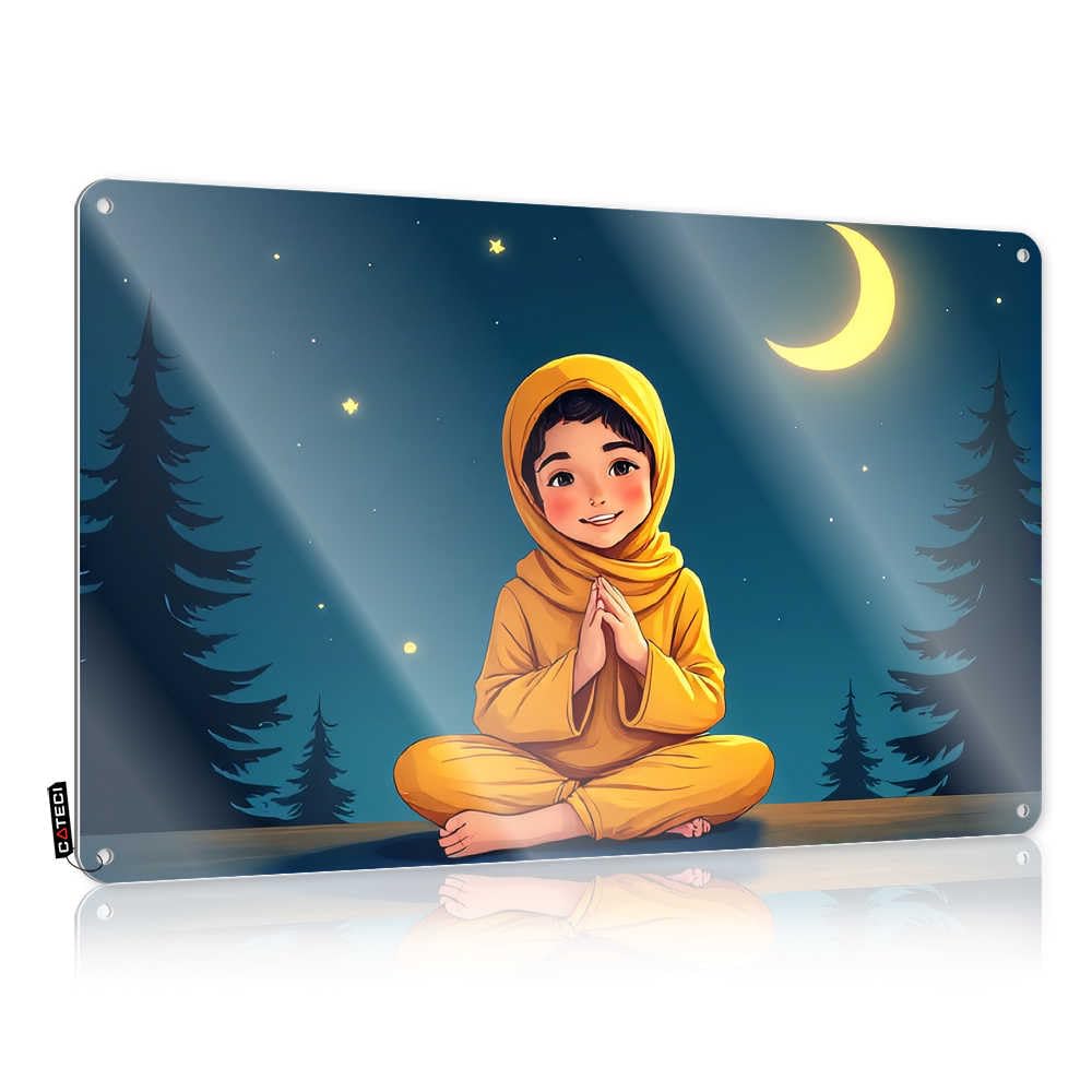 Fzfn Boys Colour Wall Art Lake Road Stunning Waterproof Prayer In The Night: A Serene Scene - Easy To Hang Art(30X40cm)