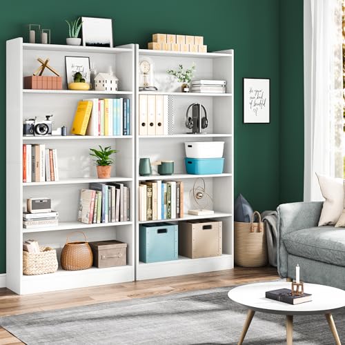 Image of Tribesigns 72-inch Tall Bookcase, Modern 6-Tier White Library Bookshelf with Storage Shelves, Large Open Bookcases Wood Display Shelving Unit for Bedroom Living Room Office