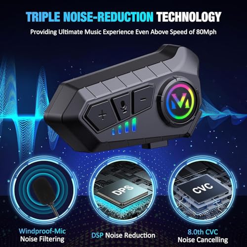 FEYA Motorcycle Helmet Speakers - Super Long Battery Life, Motorbike Headset Single Use Headset with Soft/Hard Mic,IPX6 Automatic Answer/Music Control/Intelligent Noise/Wake up Siri - Image 4