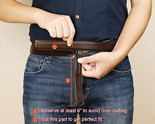 Mens Leather Ratchet Dress Belt With Linxx Buckle, Waist Size Up to 46" with Automatic Buckle4