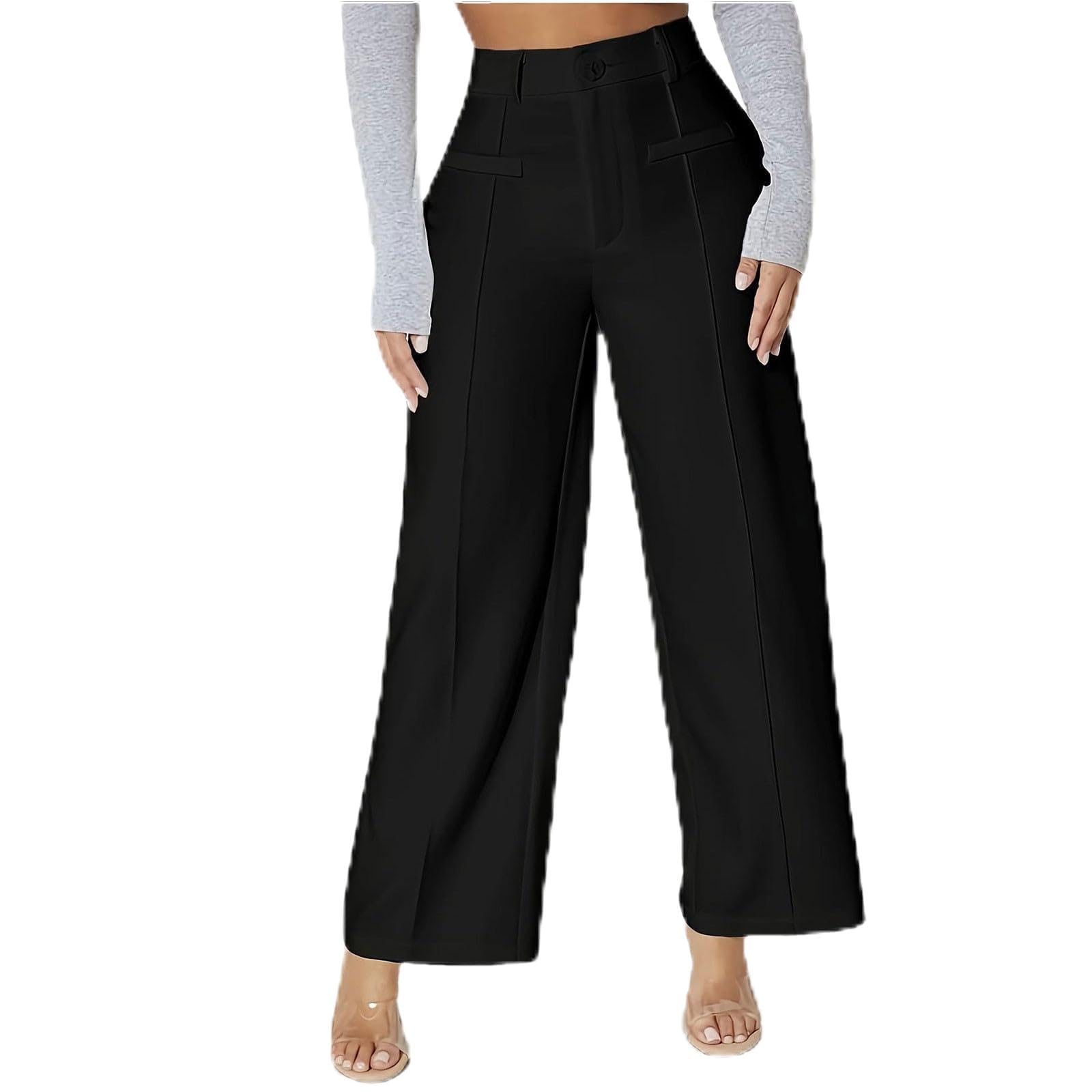 Womens Dress Pants Dress Pants for Women Wide Leg Butt Lifting Business Work Trousers Casual Stretchy Slim Fit
