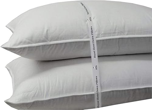 Royal Hotel Bedding Almohada de plumón suave, funda de algodón de 500 hilos, almohada de plumón suave, tamaño King, suave, 1 almohada individual