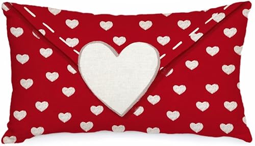 AACORS AA083-12 - Funda de almohada lumbar para el día de San Valentín 12 x 20 pulgadas decoración envolvente de corazón de amor decoración de casa