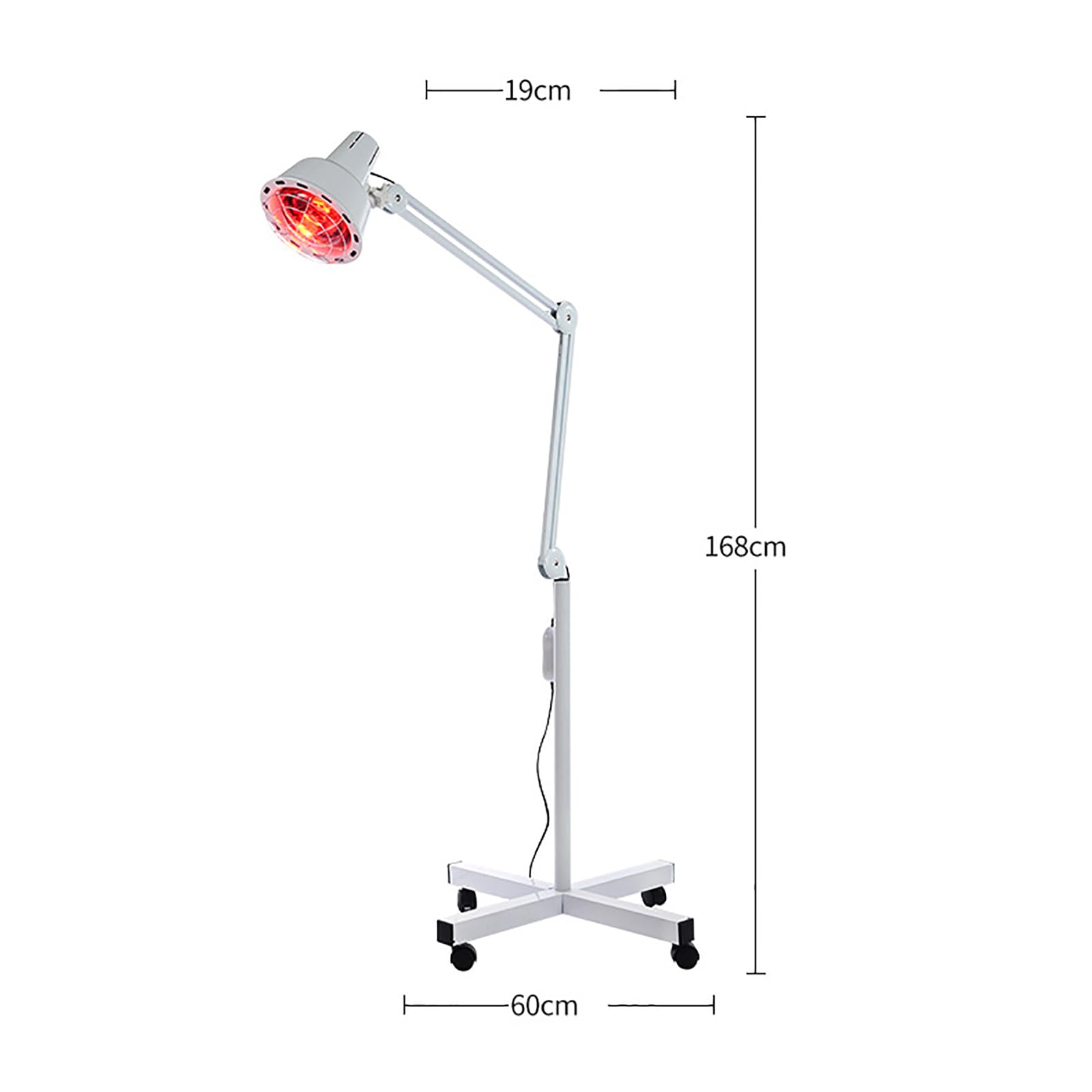 Lampada Per Terapia Verticale Rossa, Luce Per Terapia a Infrarossi Vicini, Temperatura a 3 Marce Regolabile, Testa Della Lampada E Angolo Del Braccio Regolabili, Sollievo Dal Disagio Per Saloni