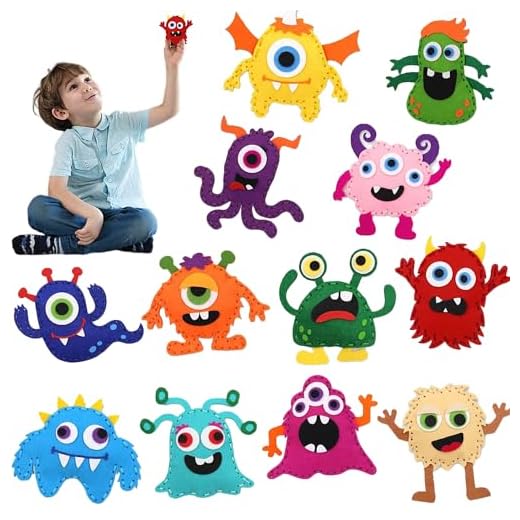 WSNDM 10 Piezas Kit de Costura de Niños, Aprender a Coser Animal, Kit de Manualidades de Fieltro Educativa de Bricolaje, Lindo Paquete de Costura Relleno, para Principiantes y Niñas