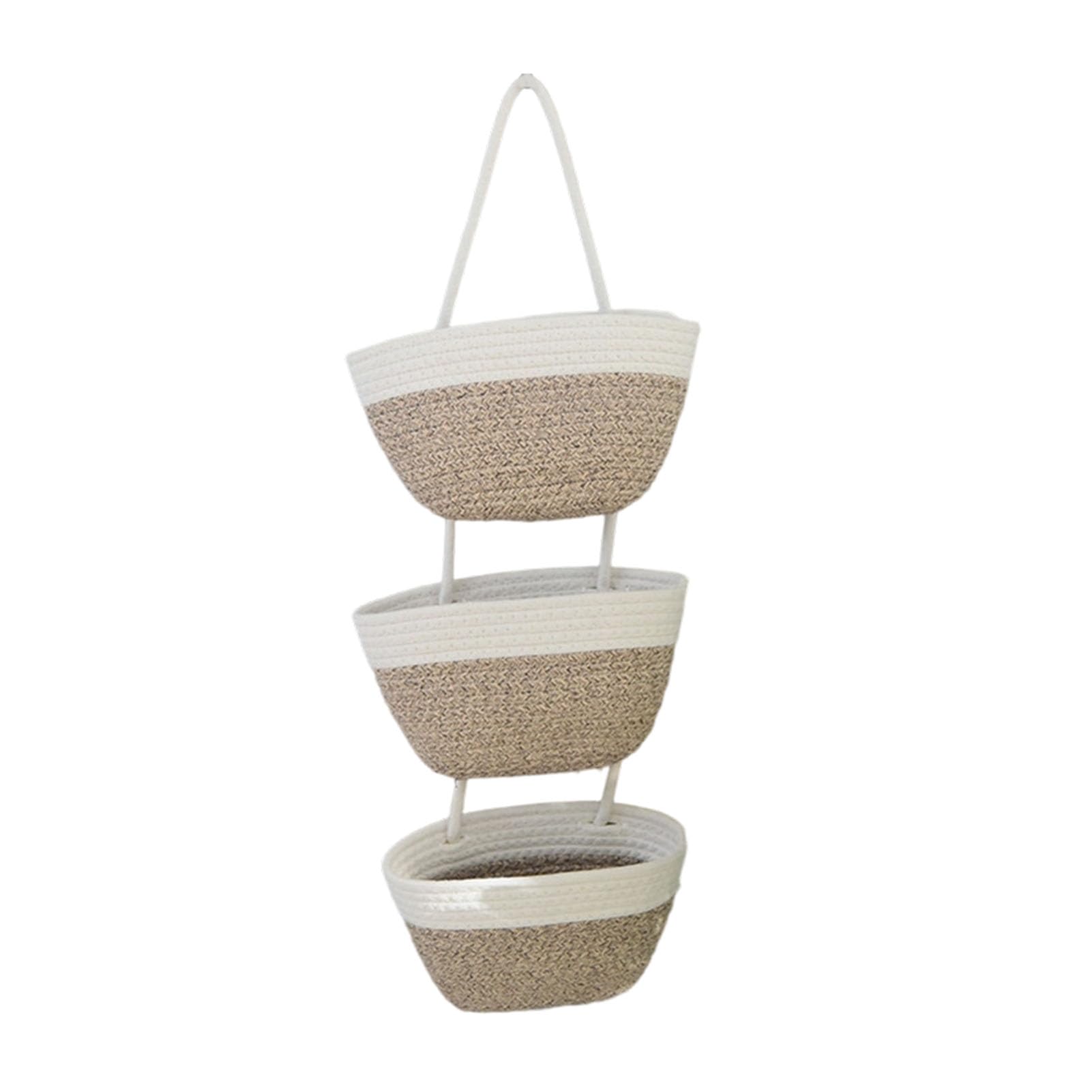 Organizador colgante de 3 niveles para baño y dormitorio en blanco y marrón