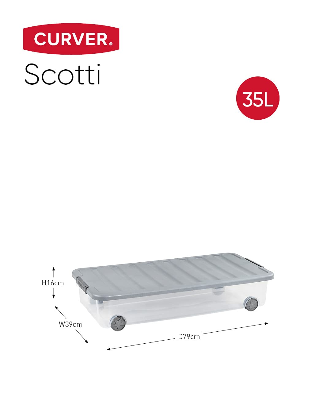 Lot De 2 Boîtes De Rangement Sous Lit Transparentes - 80x40x17 Cm, 32 L, Couvercle Clip - Fabriqué En UE, Couleur Transparent/sable