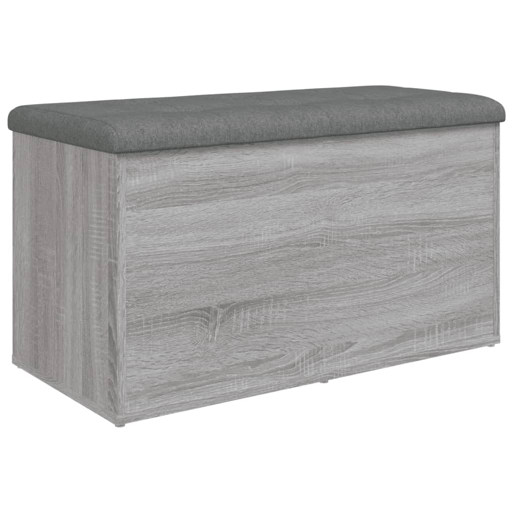 Ławka do siedzenia z miejscem do przechowywania, szara Sonoma, z materiału drewnopochodnego, 82 x 42 x 45 cm, wyściełana poduszka do siedzenia, ławka do przechowywania do przedpokoju i salonu