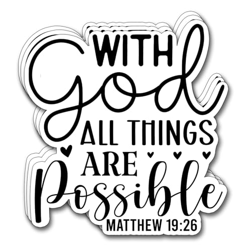 (3Pcs) with God All Things are Possible Sticker Christian Inspirational Decals Decorate Books Laptop Phone Water Bottles Kindles Tumbler Waterproof Vinyl Stickers 2,8 x 3 Inch