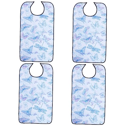 NIYANGLE 4 Piezas Babero Para Adultos Baberos Para Baba Baberos Toalla Adulto Poliéster Lavable Babero Para Ancianos Delantal Para Comer La Capa Inferior Pu Tafetán De Poliéster Hombres