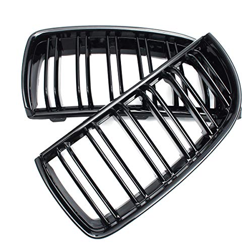 Viviance Paar glänzend schwarz Doppel Lamellen Sport Nierengitter Grill Set kompatibel mit BMW E90 E91 2005-2008