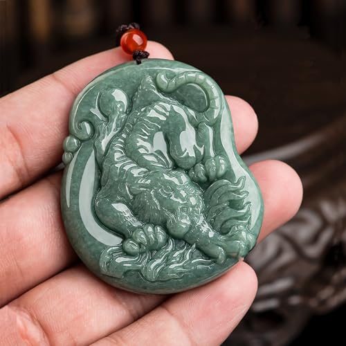 Hand-Carved Tiger Natural Jade Pendant Necklace for Men Women, Zodiac Stone Amulet Jewelry Accessories Necklace for Gifts4