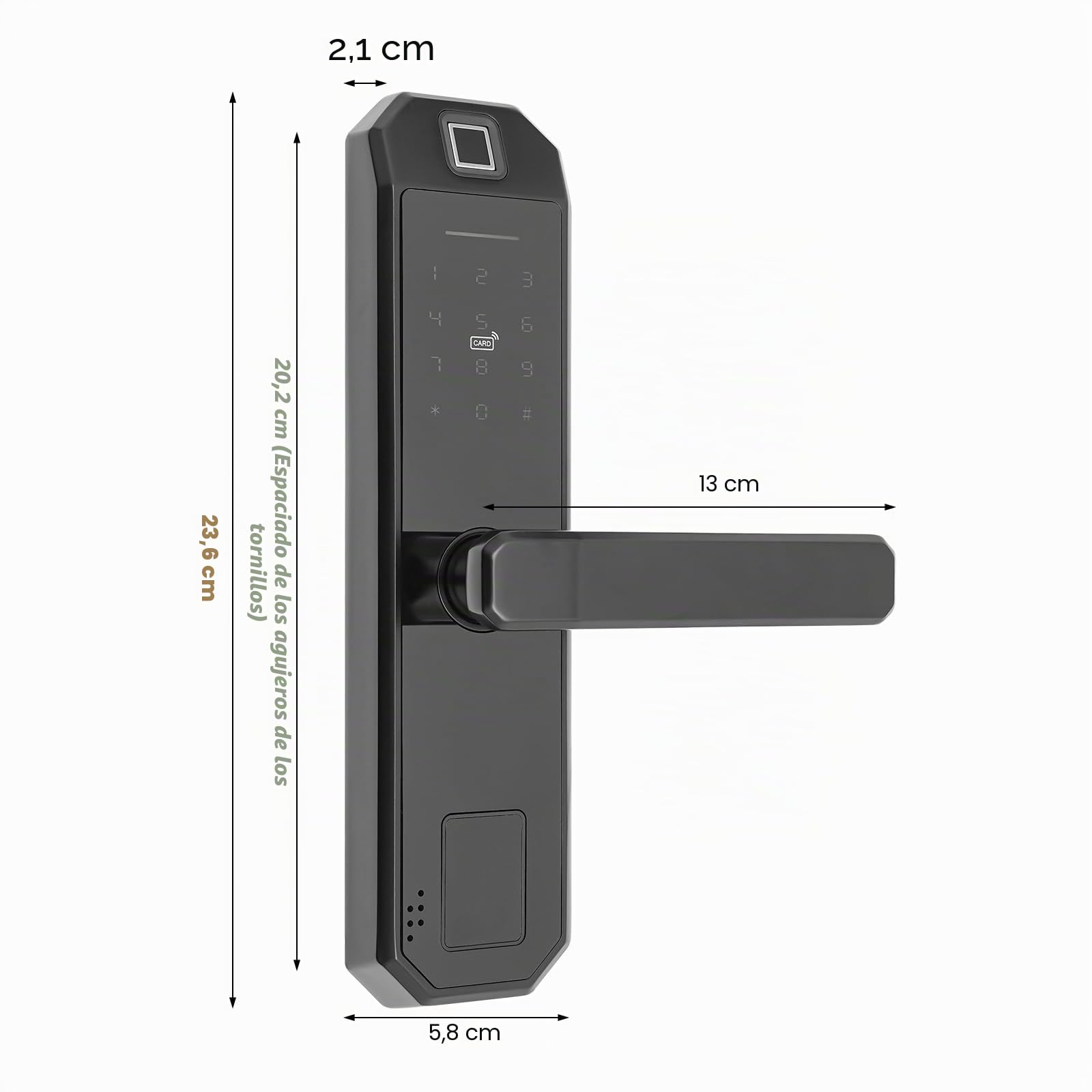 Cerradura de puerta con huella dactilar en negro, cerradura electrónica con huella dactilar, cerradura inteligente táctil, con huella dactilar y entrada por teclado, para apartamentos, hoteles
