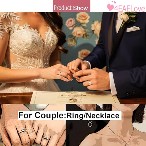 Customizable Photo Rings for Couples Heart Fingerprint Engraved Text Rings for Best Friends Sisters Promise Rings Custom Patterns 8mm 6mm Width Birthday Gift Titanium Steel 5