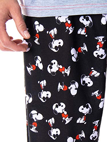 INTIMO Peanuts Men's Joe Cool Snoopy Pajamas Long Sleeve Raglan Shirt And Pant 2 Piece Pjs Adult Pajama Set4