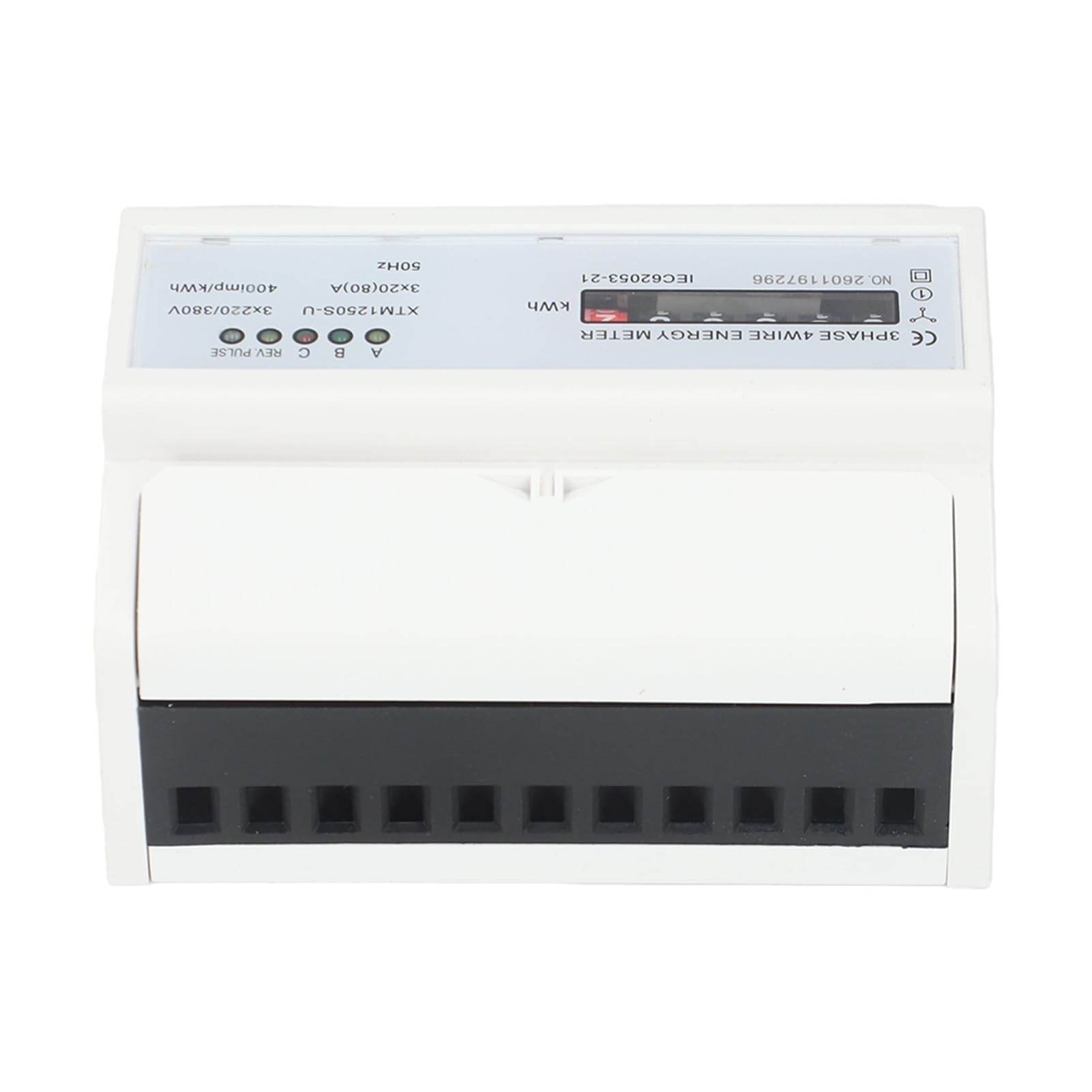 Walfront Digital Kwh Meter, 3-Phase 4 Wire Electric Meter With 6-Digit Display 220/380V Din-Rail Kilowatt Hour Meter, 400Imp/Kwh