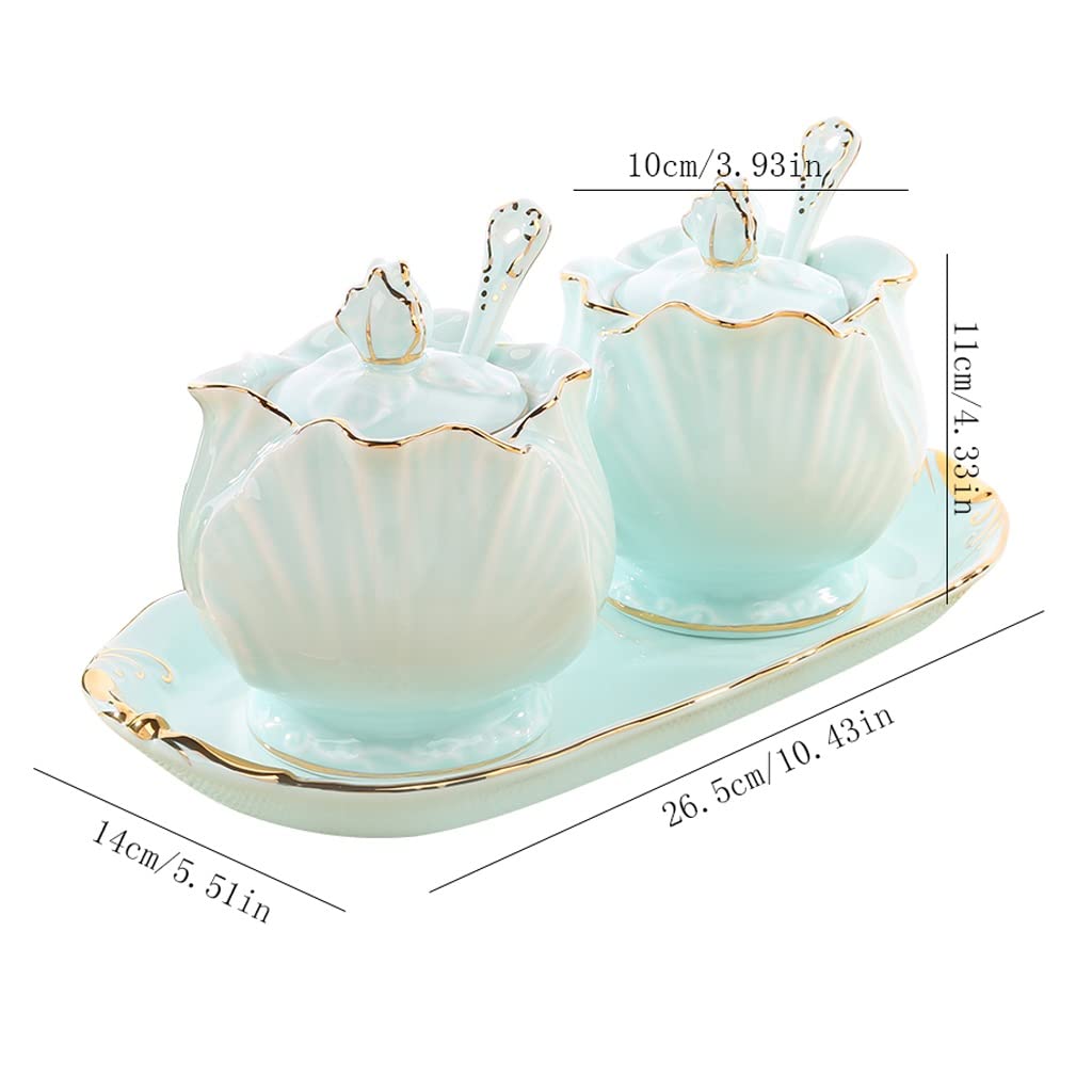Kit Barattolo di Condimento Nuovo Set di vasetti di condimento in Ceramica Cinese Scatola di condimento in Porcellana Celadon Barattolo di Sale Barattolo di Zucchero Cucina Set Barattolo di Spezie