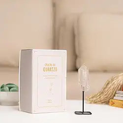 Patuá Cristais, Selenita Branca Base de Ferro - Coleção Feng Shui Limpeza