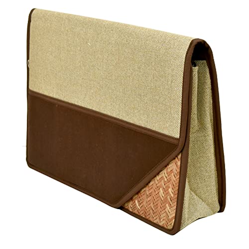 Image of FUTURE X Jute Sling Bag Corner Cut Design File Folders for Certificates and Important Documents Folder, Conference Folder, Document Organizer with Strap (Brown)