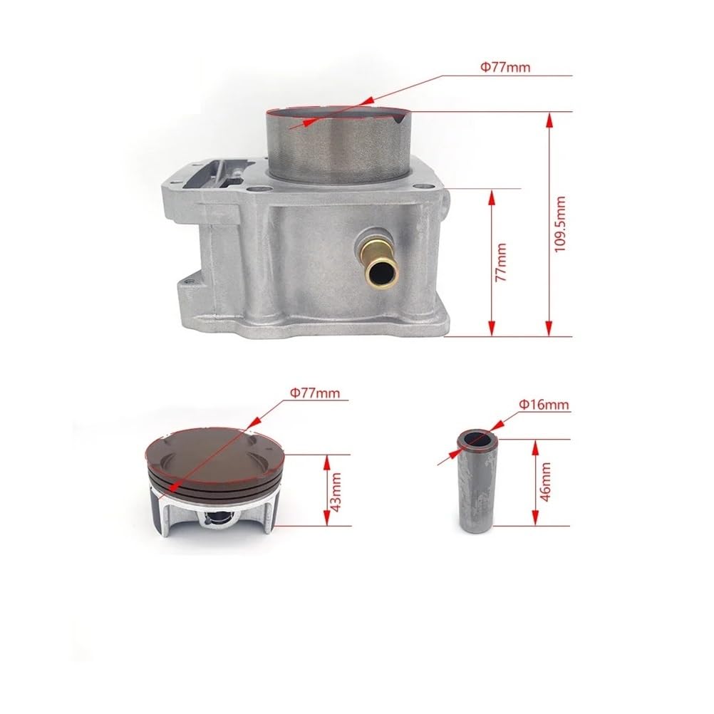 Moto 77 millimetri Kit Cilindro Blocco Cilindri Guarnizione Testa Pistone Anello Misura for CBS350 CBS300 ZS174FMM 350cc Moto