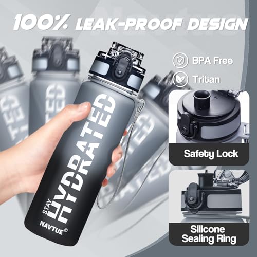 Image of Water Bottle 32 oz Motivational Time Marker Tritan Bottle