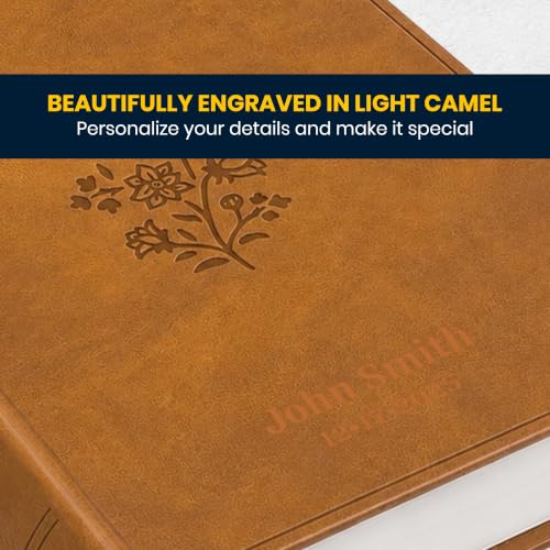 Image of Personalized ESV Large Print Bible for Adult, Name Engraved, Standard Size | Customize Your Camel Faux Leather Bible Your Way, Stay-Open Lay-Flat & Easy-Read Two-Column, Christian Occasion Gift