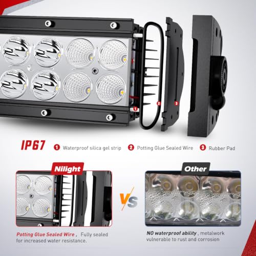 Image of Nilight 13.5 Inch 72 W LED Light Bar with Yellow Black Covers