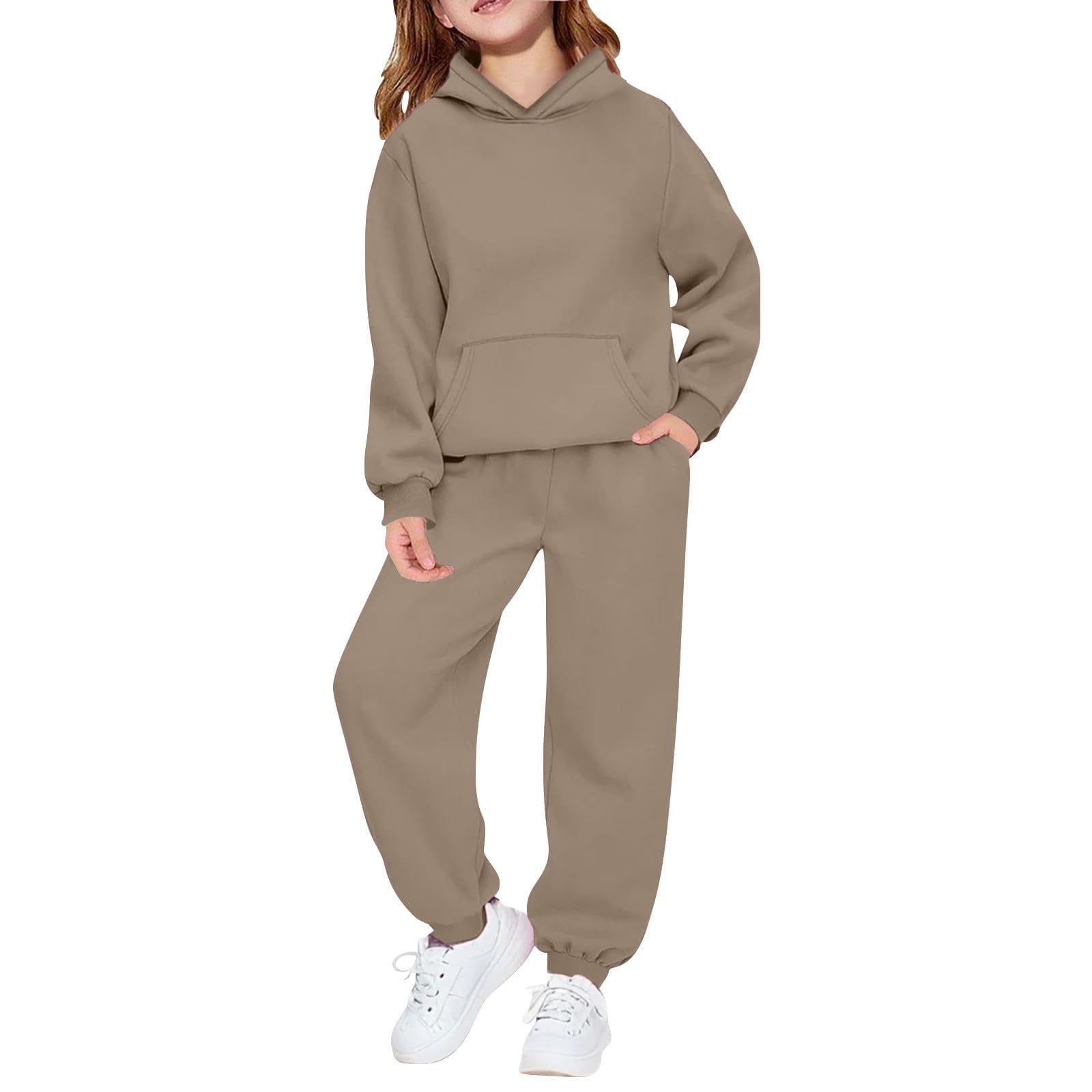 Tracksuit Set Kids Girls Long Sleeve Pullover Sweatshirt: Joggers and Hoodie Set Girls 2 Piece Outfit Long Sleeve Boys Y2K Activewear Back to School Activewear Tracksuit Kids