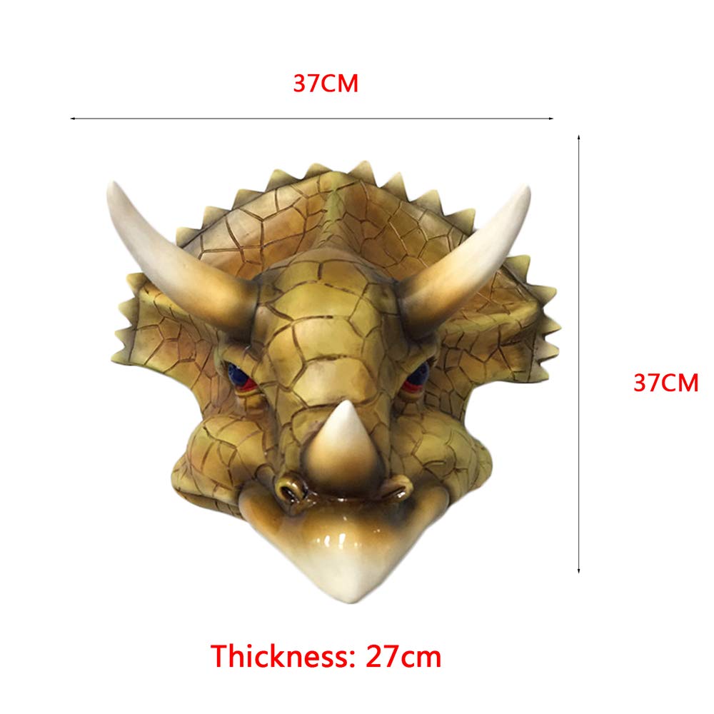 YXCQHZM Triceratops ściana głowa wisząca dekoracja ścienna rzeźba tablica figurka realistyczna prehistoryczna jurajski dinozaur replika ziemi przed czasem epoka lodowcowa dinozaury