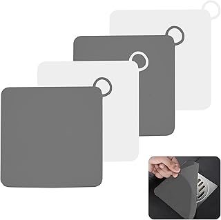 4 Pcs Shower Drain Cover, Silicone Floor Drain Cover to Keep Bugs Out, Tub Water Stopper, Suitable for Bathroom Kitchen Laundry (Grey and White, 6 Inch)