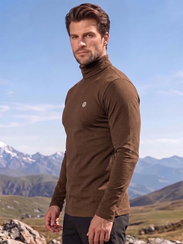 Image of CHKOKKO Winter Wear Cotton Plain Full Sleeve Turtle Neck Regular Fit T Shirt For Men