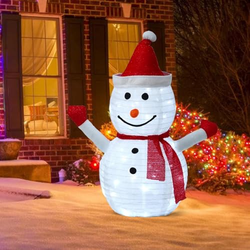 クリスマス 飾り ライト デコレーション LED 置物 ライト 雪だるまライト ランタン クリスマス装飾ライト イルミネーション 電池式 室内 屋外 イベント 雰囲気作り 飾り付け ウォームホワイト (雪だるまライト)のサムネイル