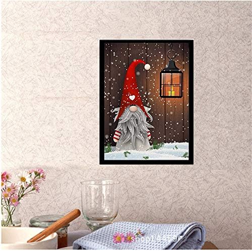 BOHADIY Diamond Painting by Number Kit for Adult, Full Drill Crystal Rhinestone Embroidery Cross Stitch Diamond Embroidery Dotz Kit Home Decor 15.7×11.8 Inch Chirsmas Light