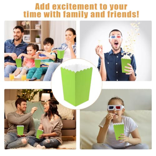 Image of 50 Pcs Popcorn Boxes Mini Paper Popcorn Box Cardboard Popcorn Container for Party Disposable Snack Candy Popcorn Bags Popcorn Holder for Movie Nights Birthday Wedding (Green)