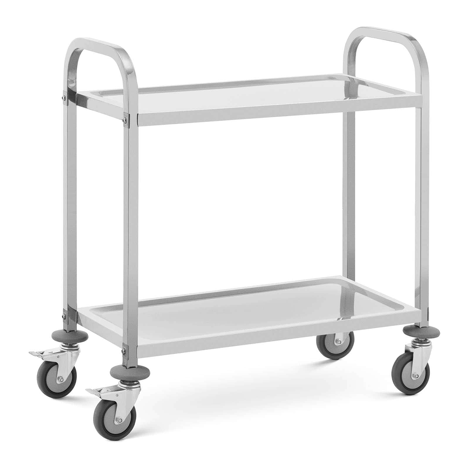 Royal Catering RCSW-105 Servierwagen 2 Borde 70 x 40 cm 64 kg Küchenwagen Edelstahl Küchenrollwagen Rollwagen Küche