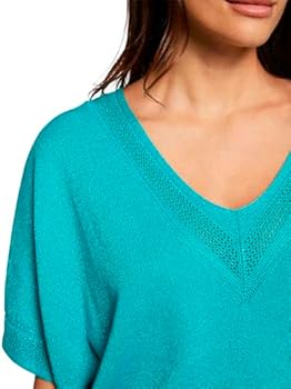 Pull droit col v à détail métallisé 241-mchris Ivoire m Morgan - Femme 97291 | Place des Tendances