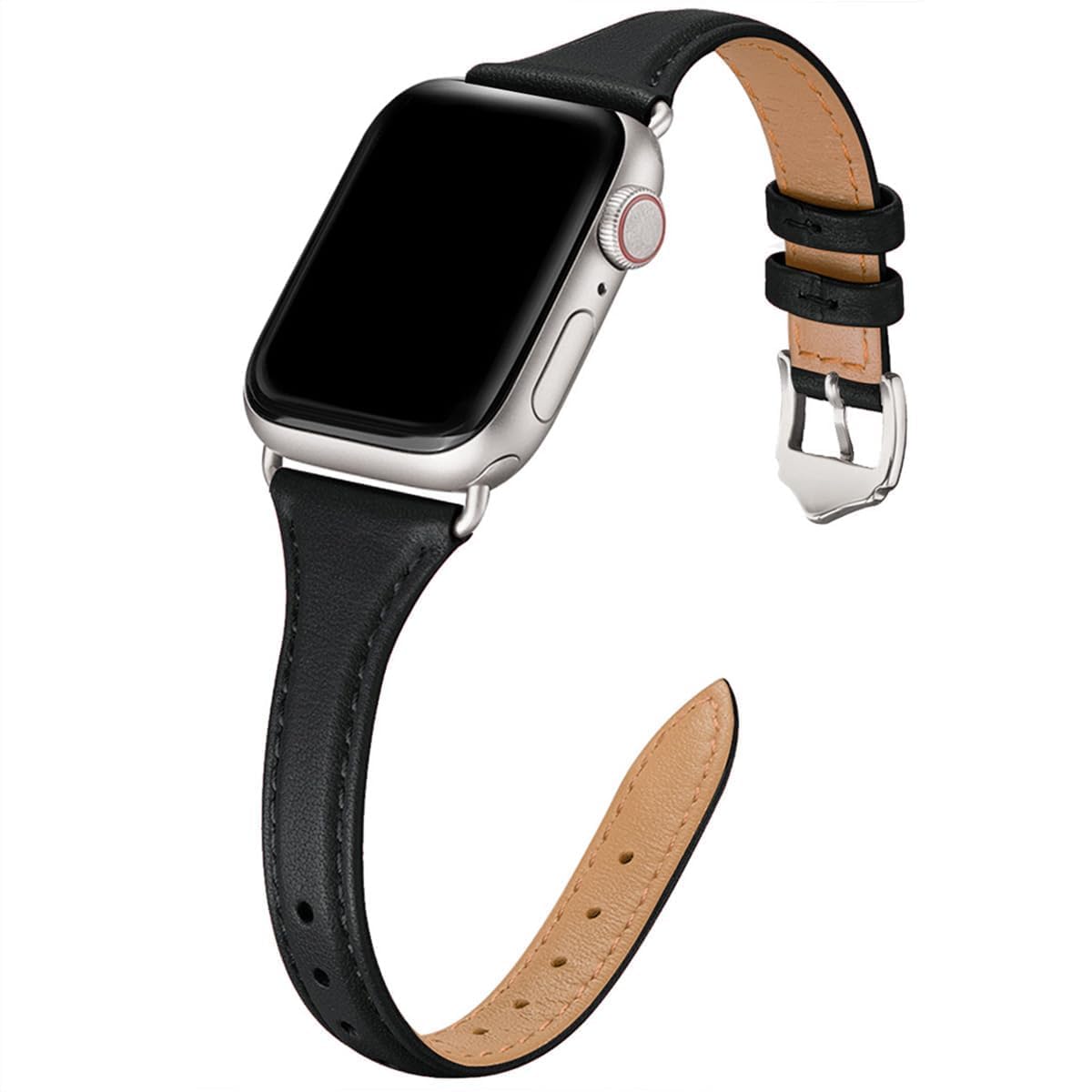 WFEAGL Leather Bands Compatible with Apple Watch Band 42mm(Series 3 2 1) 44mm 45mm 46mm 49mm Women, Top Grain Leather Strap Slim Thin Replacement