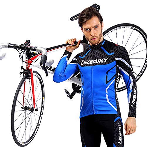 RMane Herren Radsport-Anzüge Fleece Fahrradbekleidung Set Radtrikot Langarm Radjacke + Radhose 3D Gepolsterte S - 2XL - Image 6