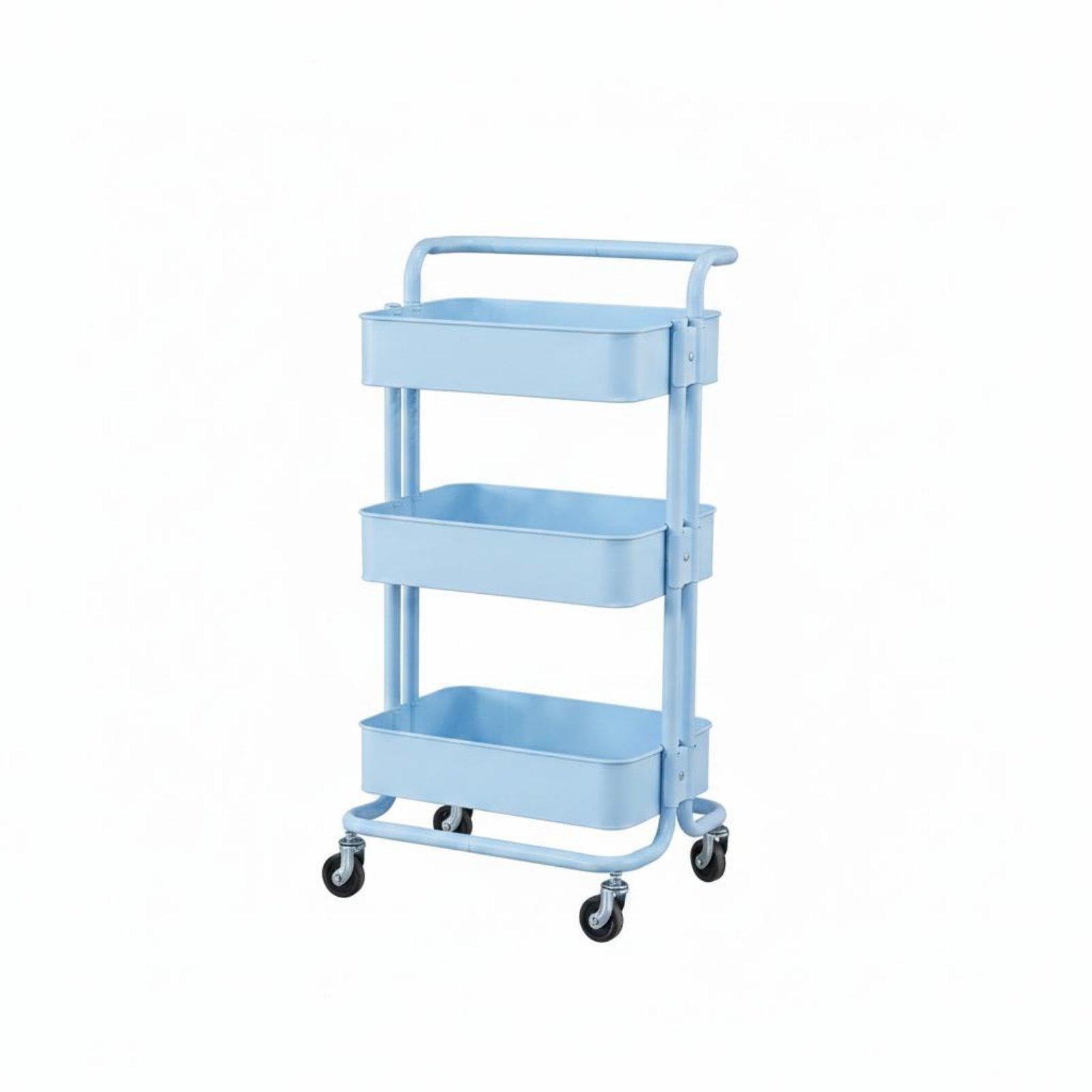 CALANDIS Hairdressing Tool Cart Movable Rolling Utility Trolley Multi-Functional 3 Tier Rolling Cart for Hair Stylists, Beauticians, Beauty Salon, Spa, Kitchen Light Blue-image-21