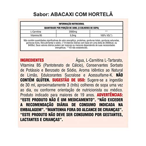 L-Carnitine Pure 2000 (480ml) - Sabor Abacaxi com hortelã, Body Action