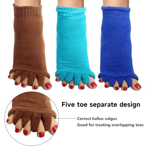 Klmnop Women Yoga Sports GYM Five Toe Separator Socks - Foot Alignment Socks (3 Pairs)3