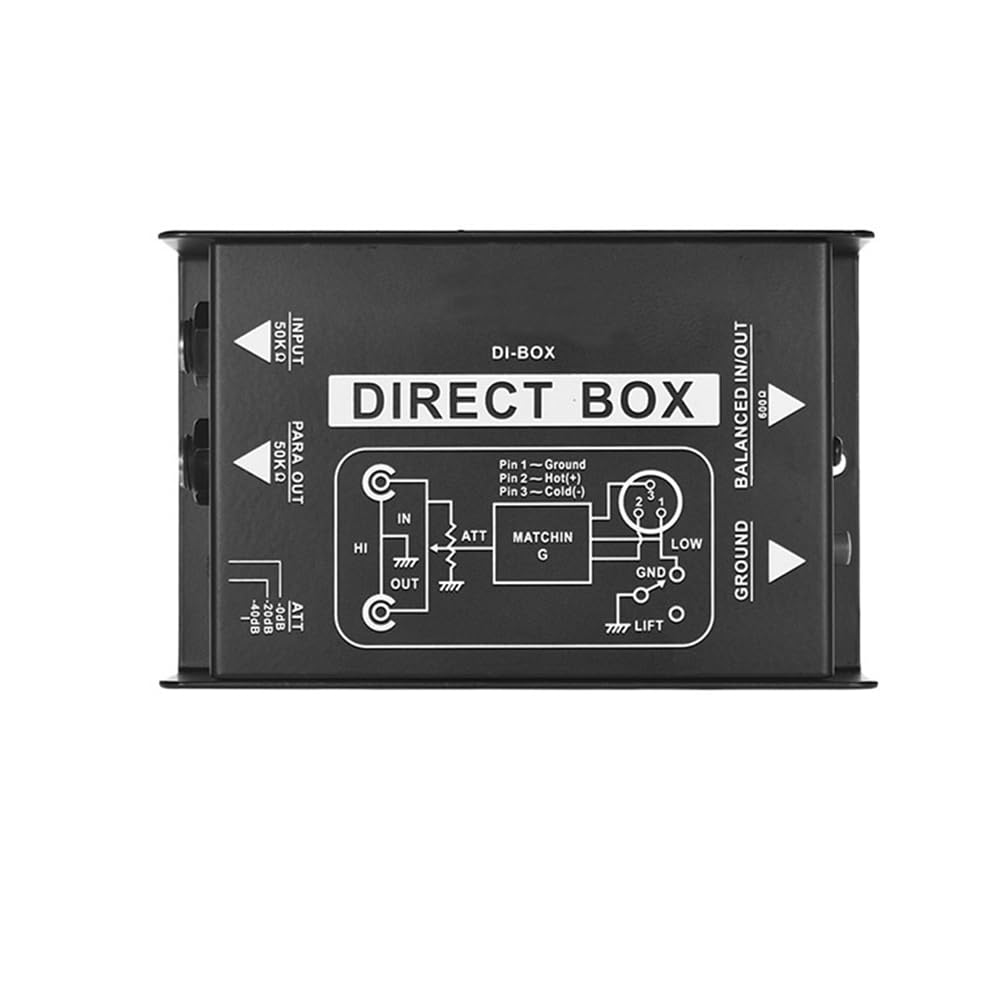 Joselin Caja Directa Pasiva Caja DI Pasiva de un Solo Canal Caja de Inyección Directa Aislador de Audio de Señal Balanceada y No Balanceada