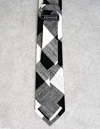 Image of Cotton Skinny Ties for Men, Plaid and Striped Slim Neckties