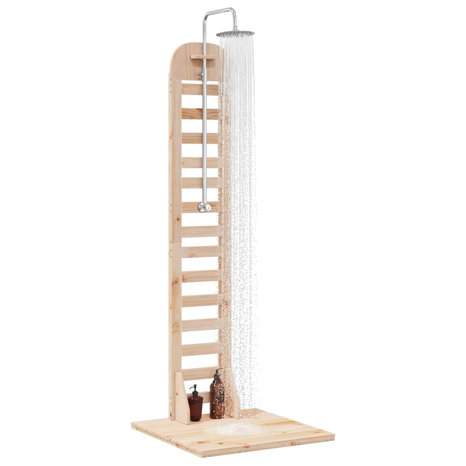 vidaXL Ducha Exterior 223 cm Madera Maciza de Pino y Acero Inoxidable