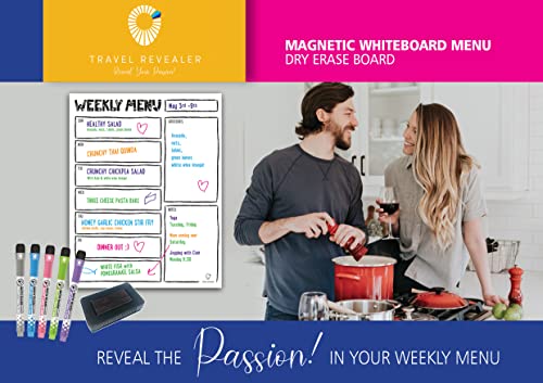 Weekly Meal Planner And Grocery List +5 Magnetic Chalk Markers 14X11” Whiteboard Weekly Menu Planner - Menu Planner Notebook Dry Erase Menu Magnet For Fridge. Magnetic Menu Board For Kitchen (White) #TOP3