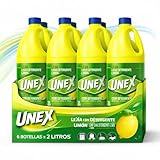 Lejía con Detergente Limón, Desinfectante Superficies, Uso en Baño, Cocina, Azulejos, Suelos, Aptas para Desinfección y limpieza, Combate los malos olores con fragancia fresca, 6 botellas de 2 Litros