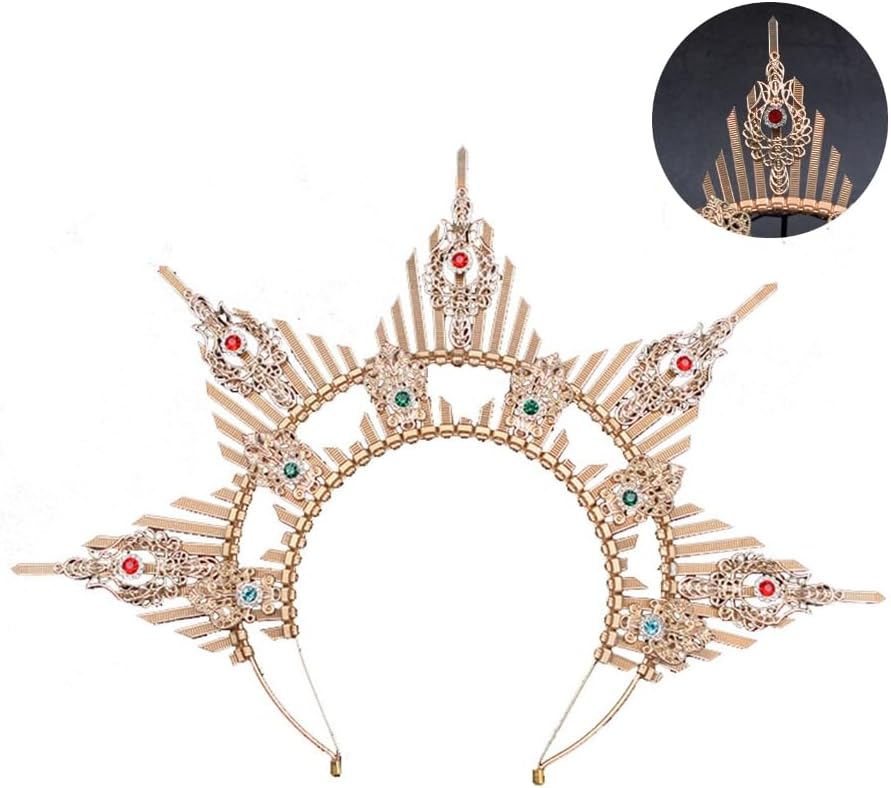 クリスタル ヘッドバンド ブライダル ティアラ プリンセス ヘッドピース ヘア フープ スパイク ティアラ