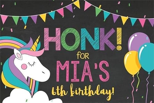 Birthday Yardign, Unicorn Lawnign, Colorful Outdoor Banner, Outdoor Balloon Yardign, Bday Partyign Vintage Decor Poster Wall Art Decor Metal Sign Poster 8X12 Inches